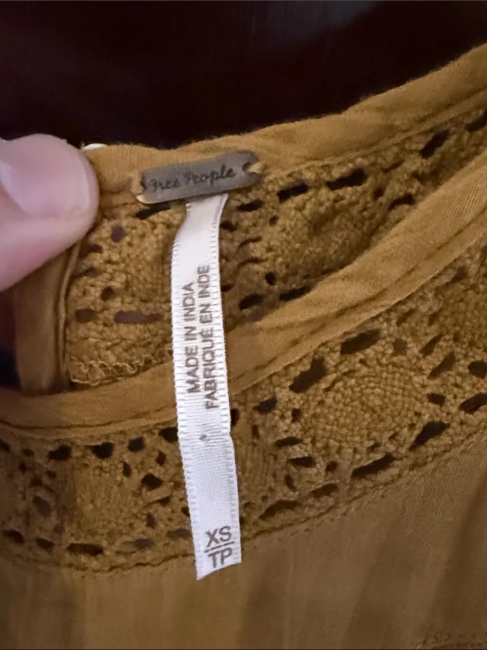 Free People Mustard Yellow Embroidered Boho Blouse